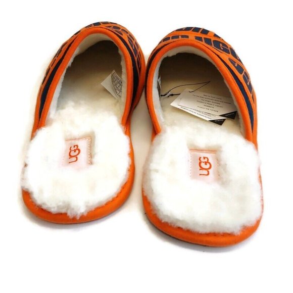 UGG Mens Size 11 Scruff Graphic Band Sheepskin Slip On Slippers 1123737 Orange - Picture 6 of 8